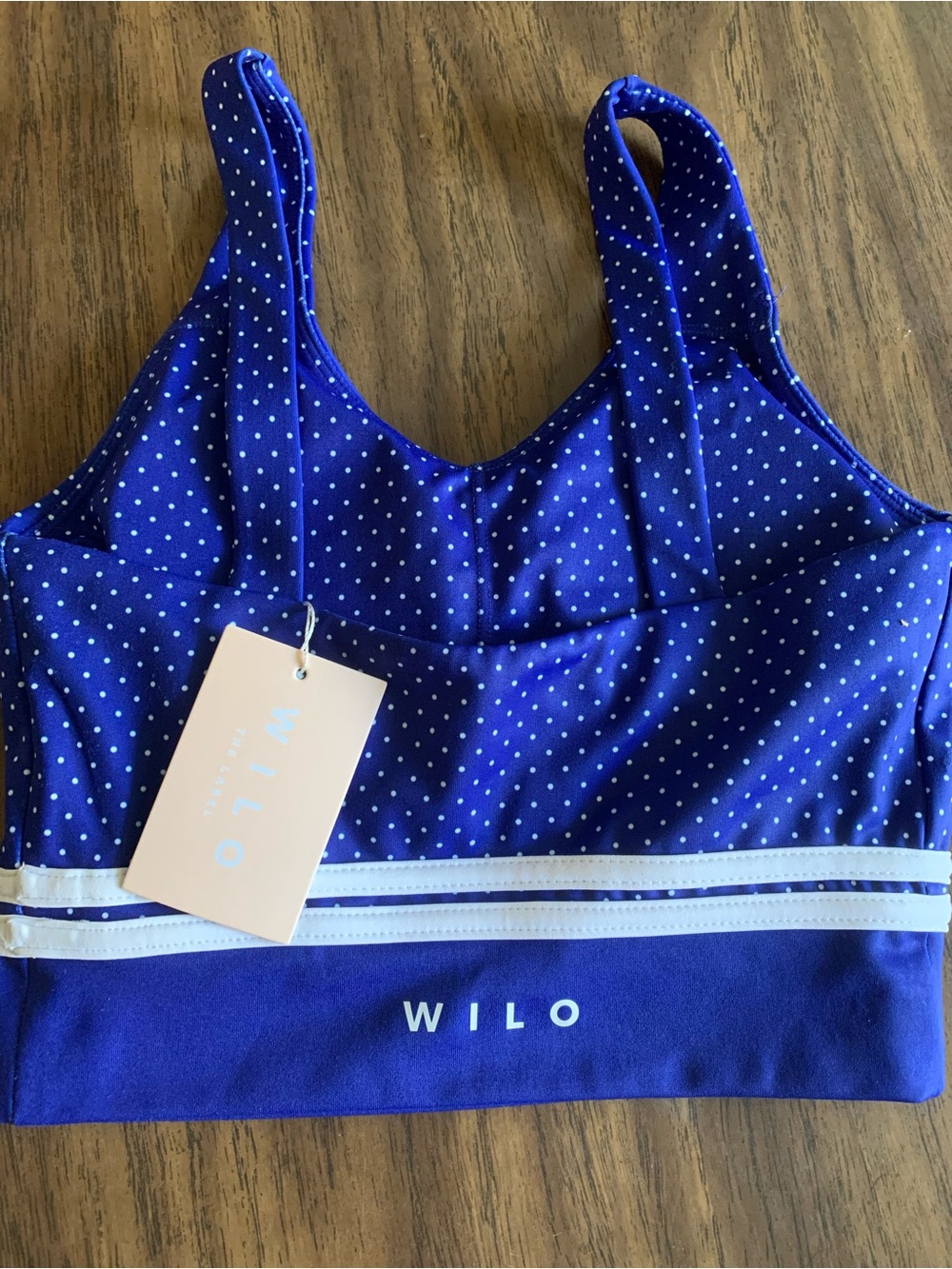 Willo Deep Blue Polka Dot Supportive Sports Bralette - Picture 5 of 8